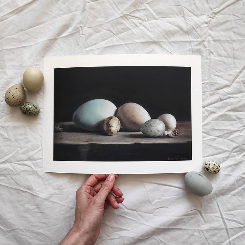 Fine art print of a still life with eggs